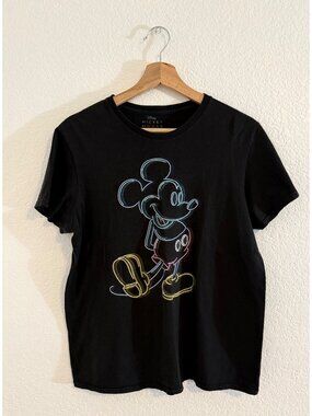 Girls Disney Mickey Mouse Black Multicolor T-shirt Size Medium